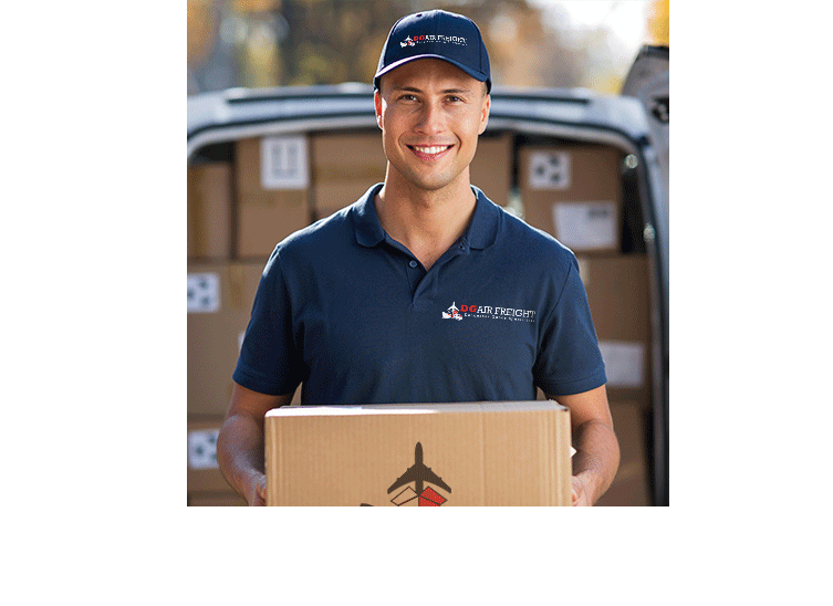 DG Air Freight- About Us - Man holding delivery package